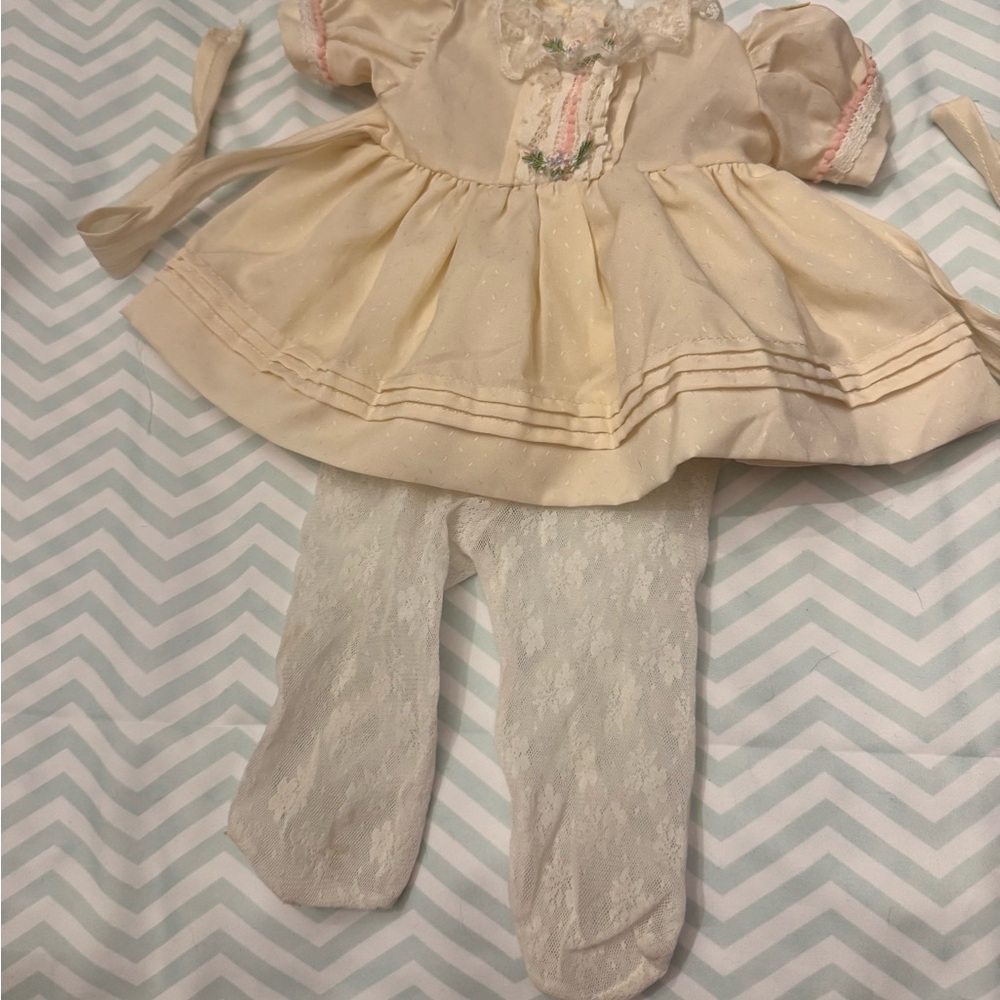CPK Cornsilk kids Cream Dress with White Lace Tights